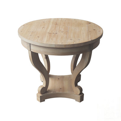 Curved Legs Farmhouse Style Round Coffee Table with Distressed Wood Grain and Storage Drawers for Living Room by One Allium Way