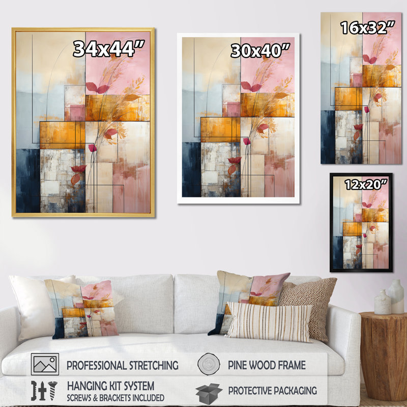 «Allure Boho Chic Watercolor», reproduction d'art sur toile, H 32 po x l 16 po x P 1 po, Cadre flottant noir