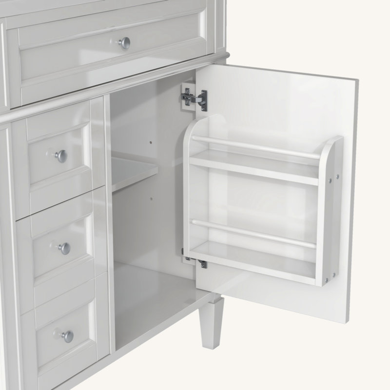 Meuble-lavabo de 30 po avec lavabo supérieur, meuble-lavabo moderne avec 2 tiroirs et tiroir escamotable, meuble-lavabo simple