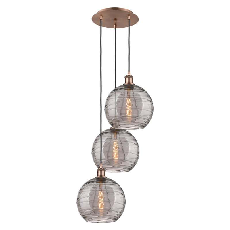 Luminaire suspendu 3 lumières Ellington, H 35,63 po x l 16,5 po x P 16,5 po, Cuivre antique