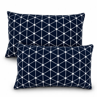 2-Piece Outdoor Lumbar Throw Pillow Set with Inserts, 12 x 32 Inch Water-Repellent and Fade-Resistant Decorative Pillows with Removable Zip Covers for Patio, Porch, Balcony and Sofa