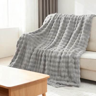Soft Flannel Fleece Throw Blanket Lightweight 3D Bubble Design Reversible All Season Use For Couch Bed And Decor
