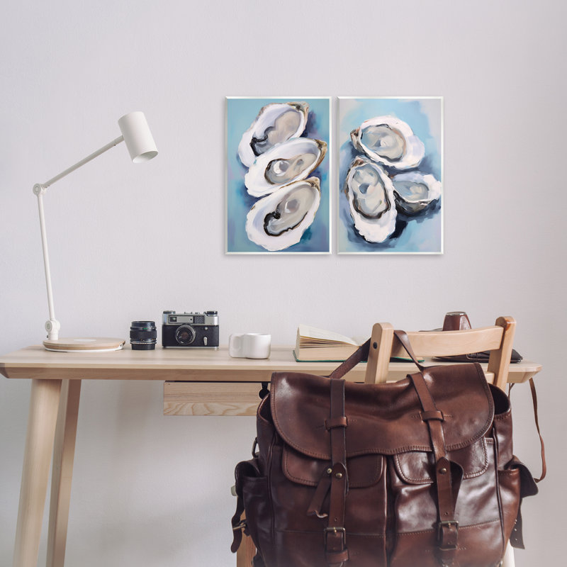 «Trio Half Shell Oysters», ensemble de 2 plaques murales par Petal Prints Design, H 15 po x l 10 po