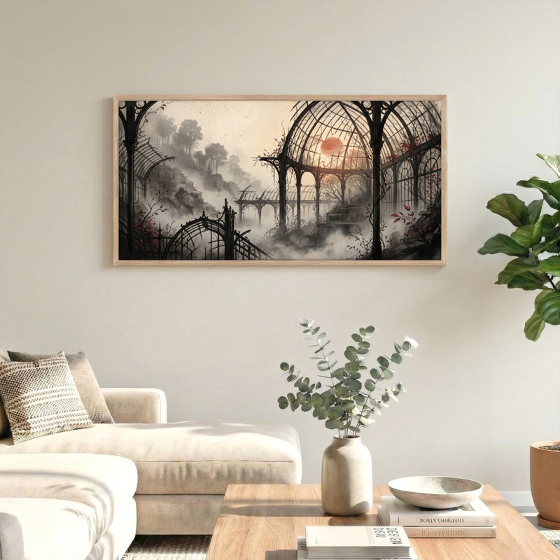 Ensemble de 1 tableau sur toile de serre gothique, L 40 po x H 20 po, Naturel