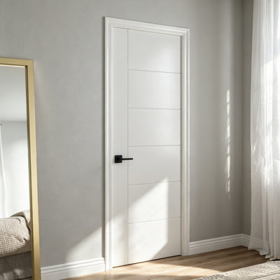 28 po x 80 po Dalle de porte intérieure moulée en composite 7 panneaux blanc lisse