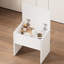 Petit meuble-lavabo avec 3 miroirs lumineux réglables et une chaise de rangement - blanc, panneau pour économiser les lumières de la commode