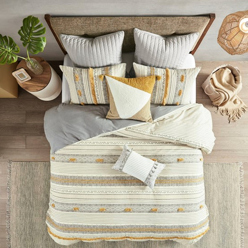Housse de couette en coton à la mode de style décontracté avec bordure et attaches