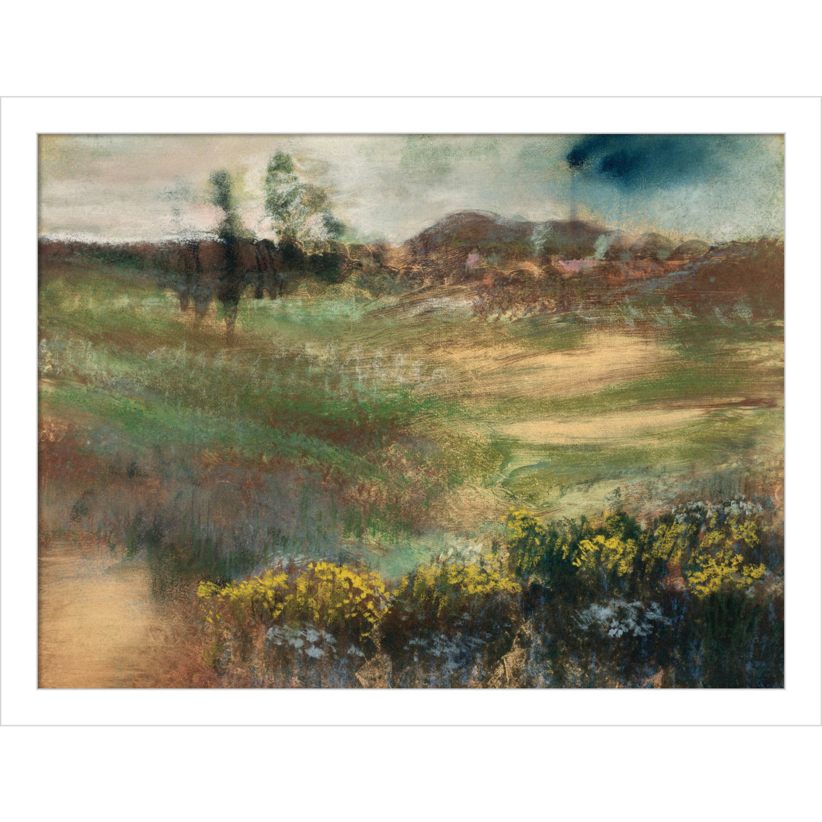 Edgar Degas's Landscape With Smokestacks Print, 13" H x 17" W, White Framed