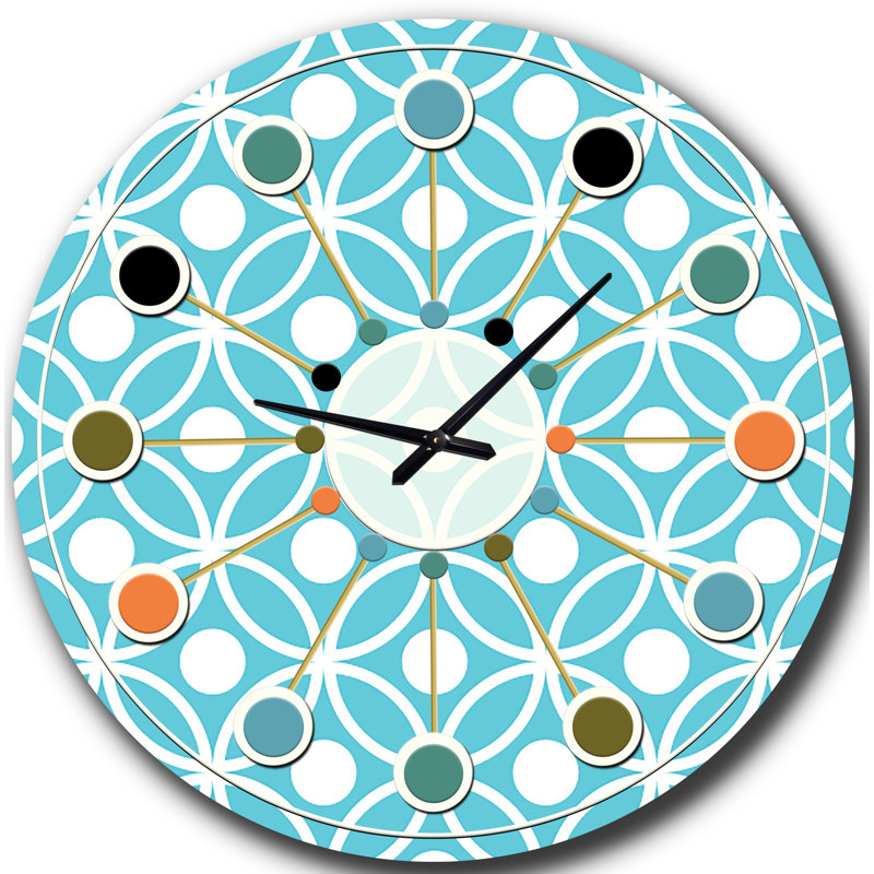Retro Pattern Abstract Design IV - Mid-Century Modern wall clock, Medium