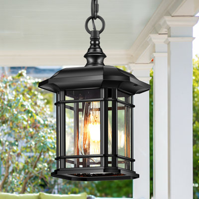 Lanterne suspendue d'extérieur réglable 1 lumière en noir mat