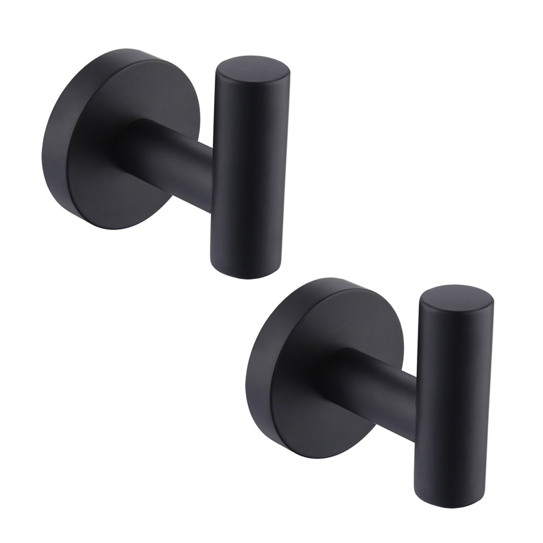 KES Bathroom Towel Hook Robe Hook Shower Kitchen Wall Mount SUS 304 Stainless Steel Matt Black (Set of 2) KES