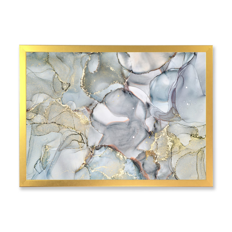 «Gray and Yellow Tender», impression sur toile, H 16 po x l 32 po x P 1 po, Encadrement doré