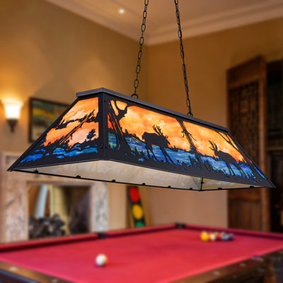 Lampe de table de billard 59 pouces, 5 lumières suspendues rustiques, lampe de table de billard, lustre maison de campagne