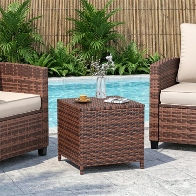  Table d'appoint carrée en rotin avec rangement Alexandia