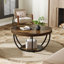 Adalise 2 Tier Metal and Wood Floor Shelf Coffee Table with Storage, Multiple Colours-360556549-360556545