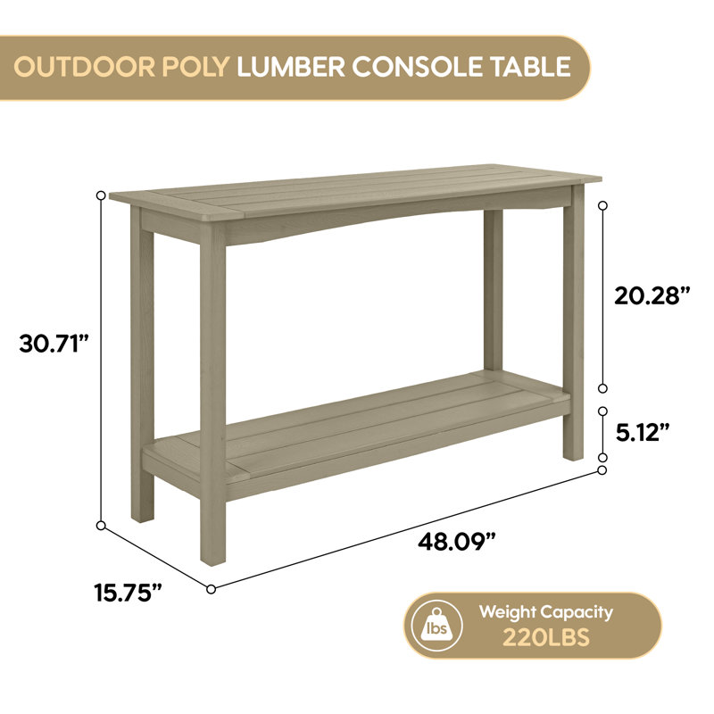 48'' Rectangular Outdoor HDPE Buffet & Console Table, side table, Champagne