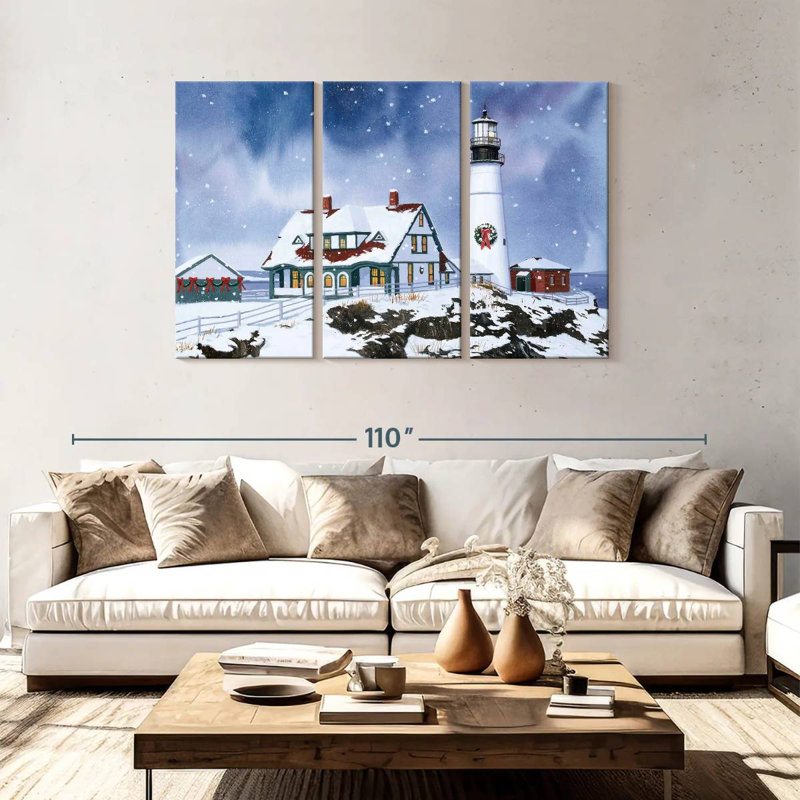 Phare d'Aletra en hiver, H 48 po x l 74 po