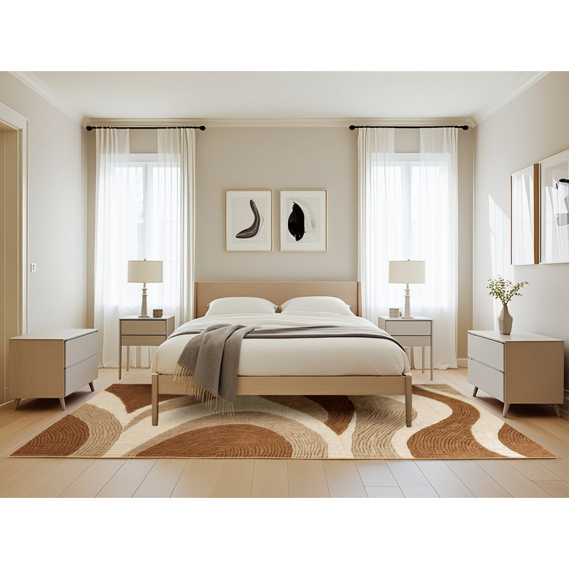 Machine Washable Nature Brown Area Rug, Rectangle 5' x 8'