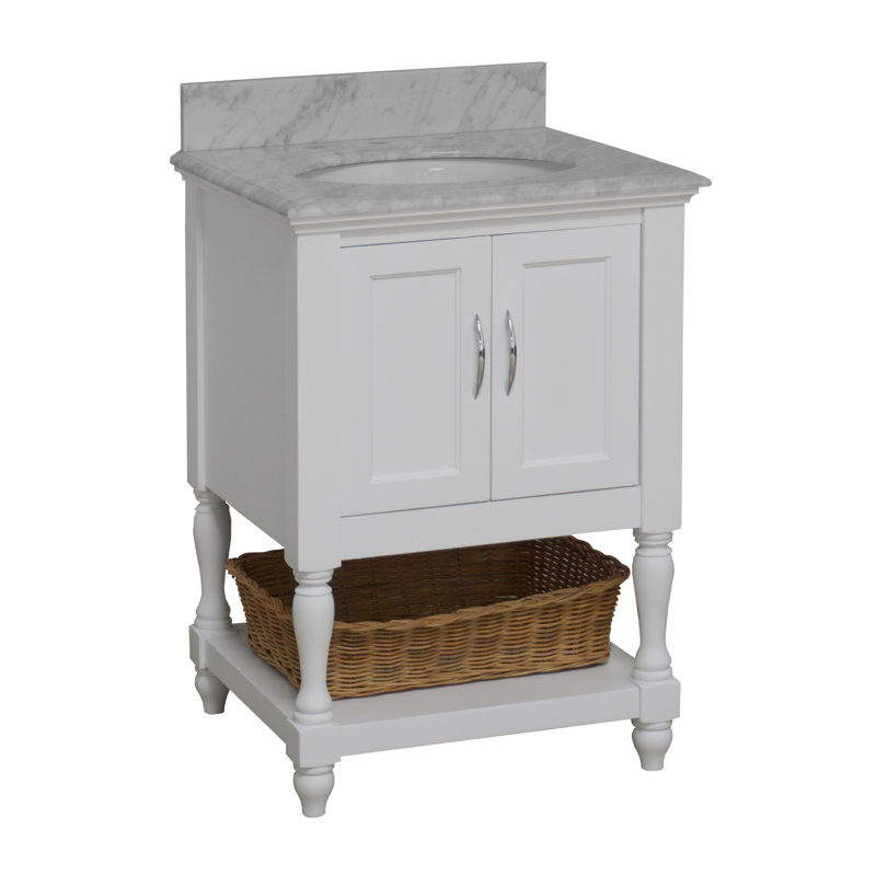 Ensemble de meuble-lavabo simple de l 24 po x P 22 po Hampton, Blanc, Marbre de Carrare