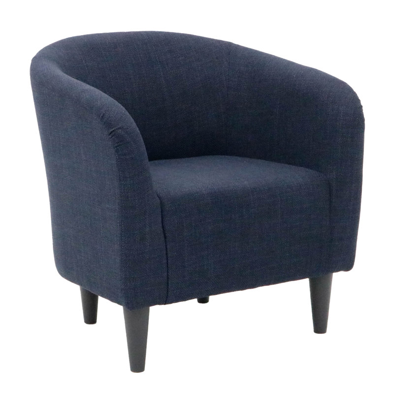 Fauteuil demi-tonneau de 29,50 po de largeur, Mélange de polyester bleu marine