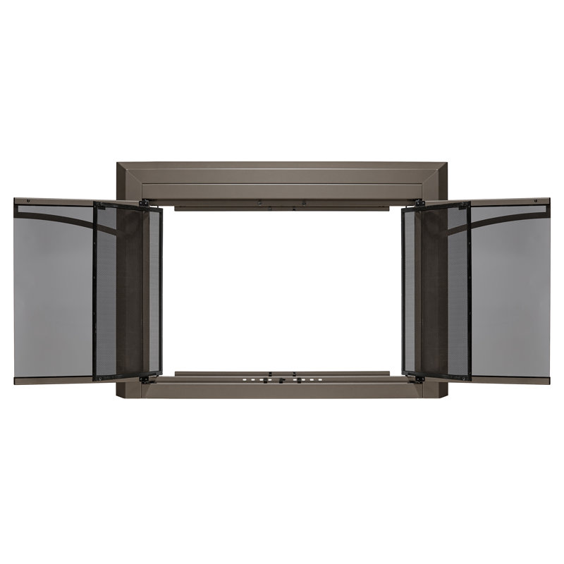 Porte de foyer en acier de style armoire, H 30,04 po x l 37,52 po x P 1,81 po, Bronze huilé