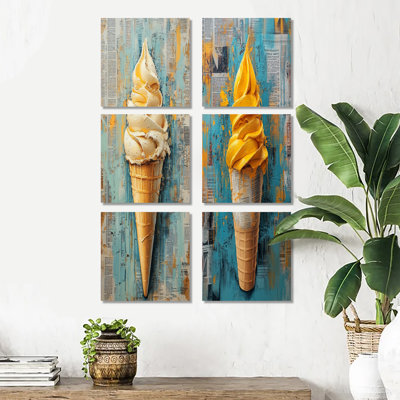 French Vanilla Ice Cream - Desserts Wall Art Living Room Set Of 6