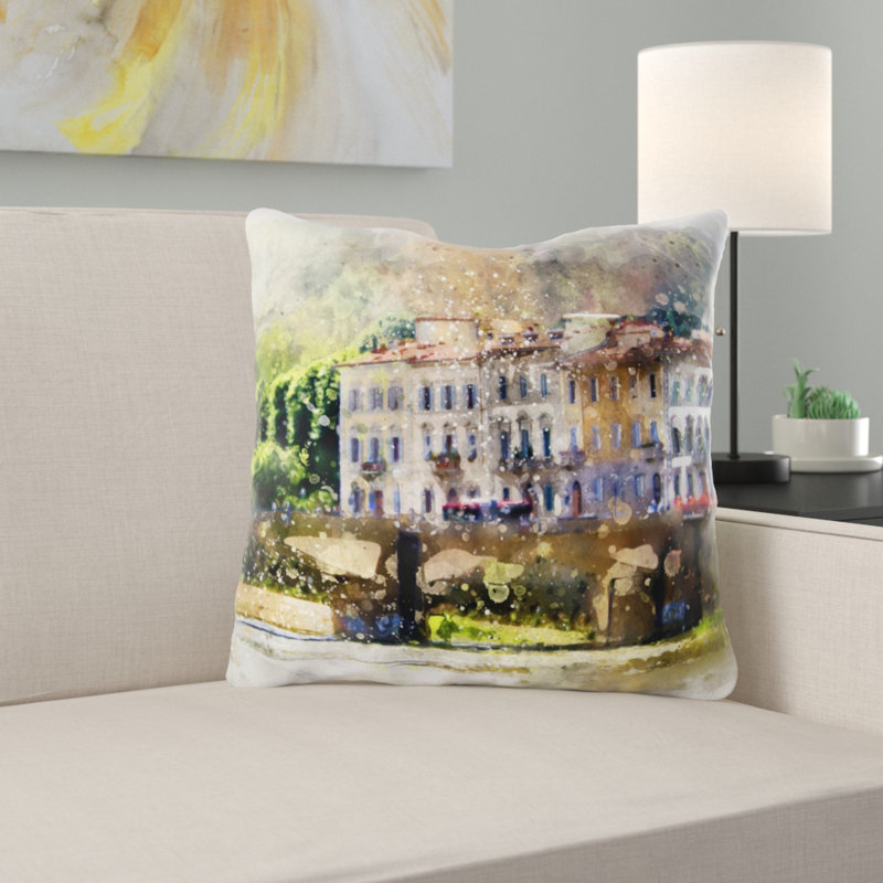 Coussin décoratif aquarelle Niesha, Microsuède, Intérieur