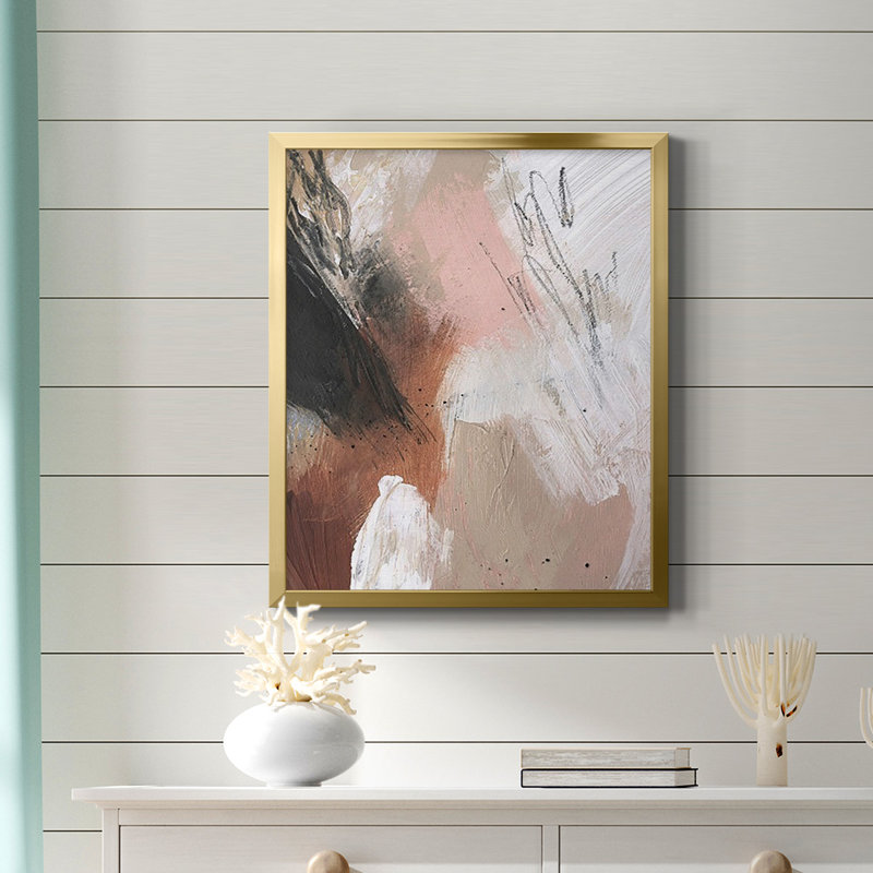 Toile encadrée de qualité supérieure «Unbleached Neutrals I» - prête à être accrochée, H 20 po x l 16 po, Or