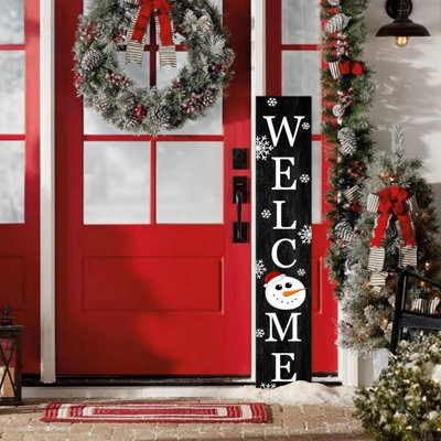 Signe de véranda d'hiver avec bonhomme de neige et flocons de neige, décoration de Noël pour l'extérieur