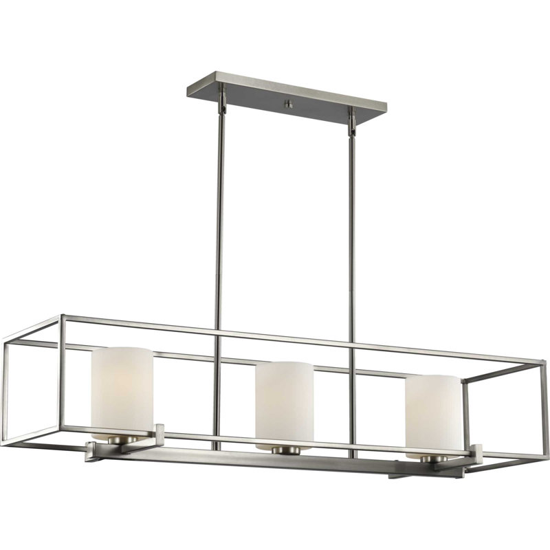 Lustre linéaire unique à 3 lumières Alexi, Nickel brossé