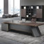 Bureau double 70,87 "en L brun et gris avec armoire latérale et serrure à combinaison-2029735123