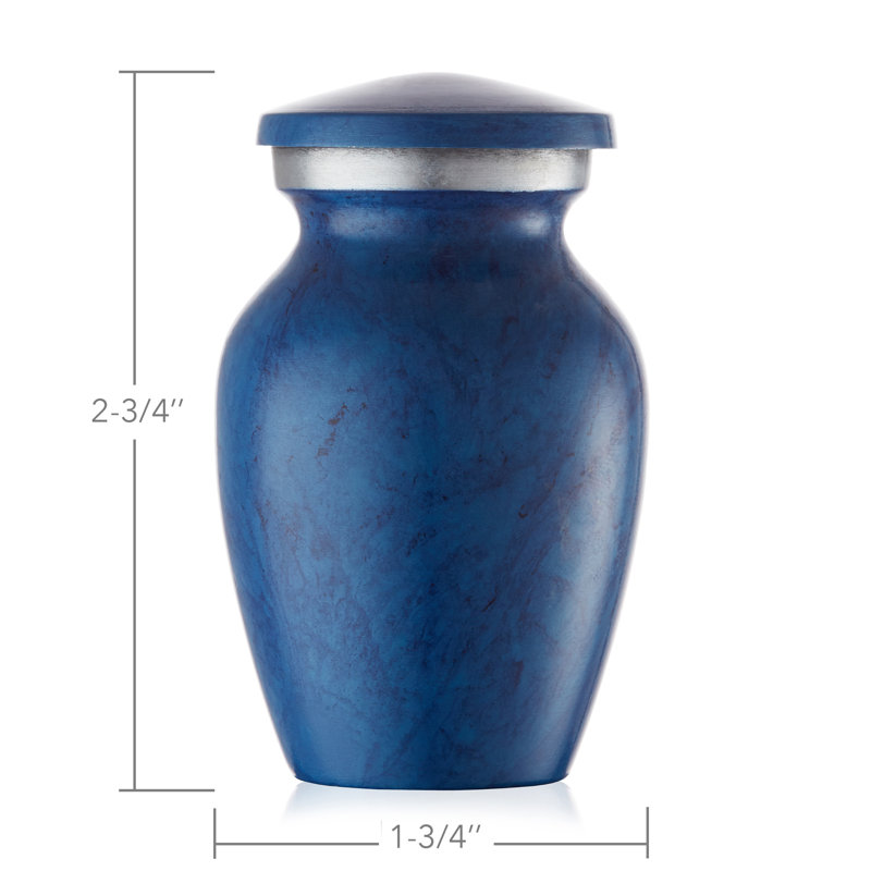 Polished Blue and Silver Metal Keepsake Urn