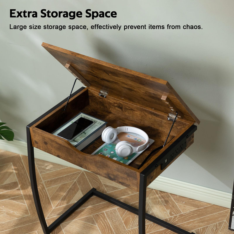 C Table End Table with Charging Station & Storage
