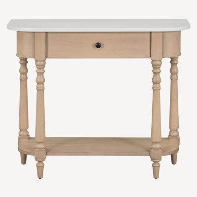 Console Table Entryway Table with Curved Corner,Top Drawer and Open Shelf by Charlton Home