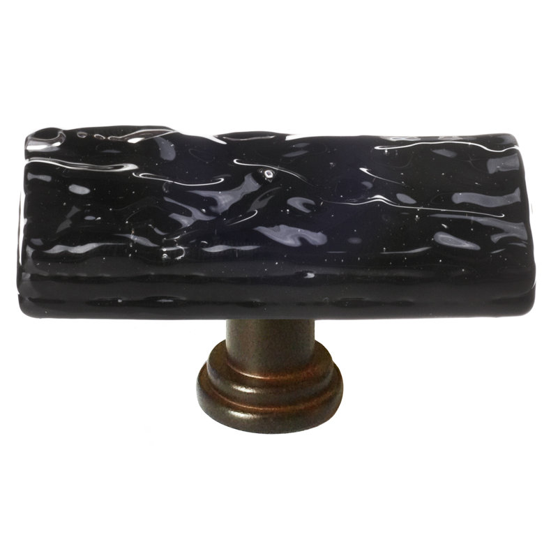 Poignée de meuble longue vitrée Glacier, Bronze huilé, Noir