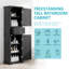 Grande armoire de rangement autoportante pour salle de bain avec tiroir et tablette réglable, fabrication en bois aggloméré avec finition peinte-324303639