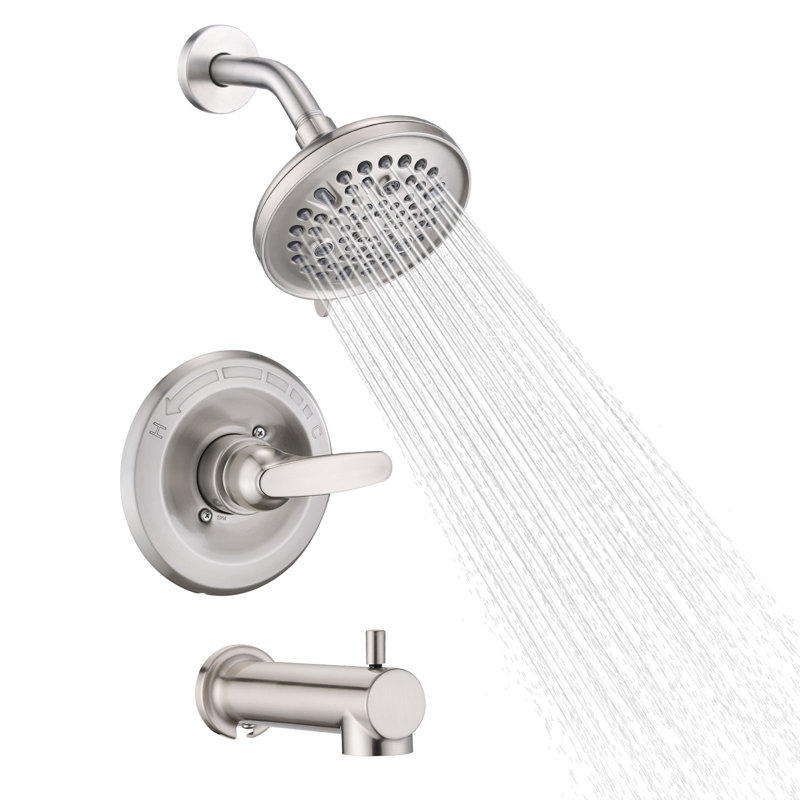 Faucet Shower Trim Kit With 9-Setting Rain Head (Valve/Cartridge Not Included), Brushed Nickel