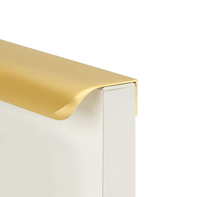 25 Pack 10 Inch Matte Gold Finger Pulls Cabinet Edge Pulls Brushed Brass Drawer Handles Edge Hardware for Kitchen Cupboard