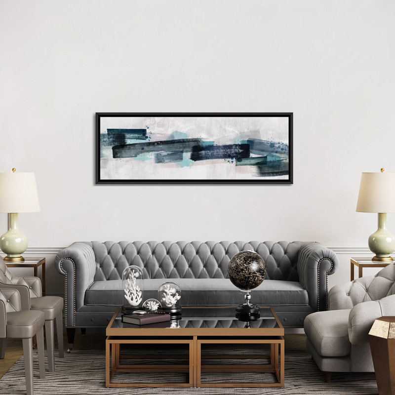 «Watercolor Canada Map» par PI Galerie - estampe numérique sur toile tendue, H 20 po x l 60 po x P 1,5 po, Cadre noir
