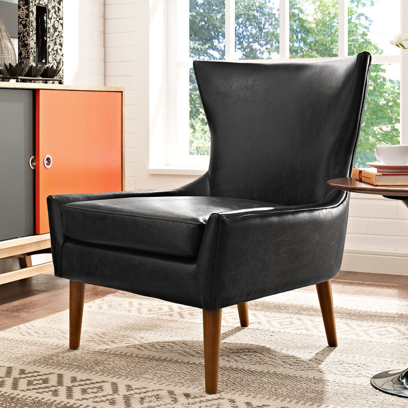 Fauteuil Modway Keen, Similicuir noir