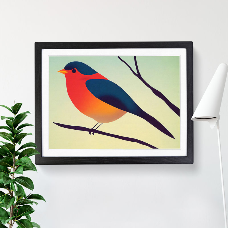 Select Robin Bird Abstract - Framed Print, Black, 46cm H x 64cm W x 2cm D