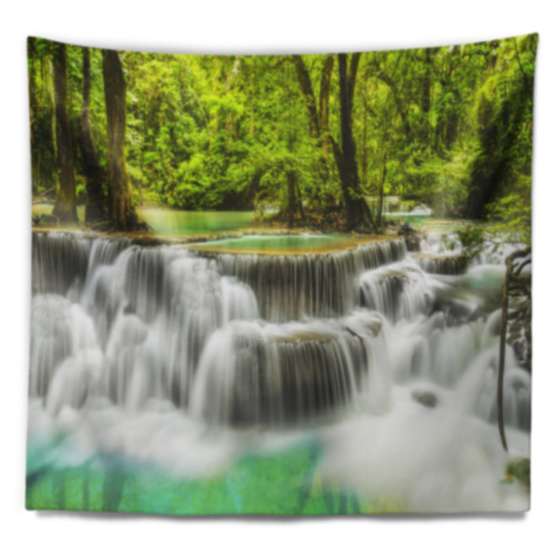 Photographie erawan waterfall voir tapisserie, H 78 po x l 92 po