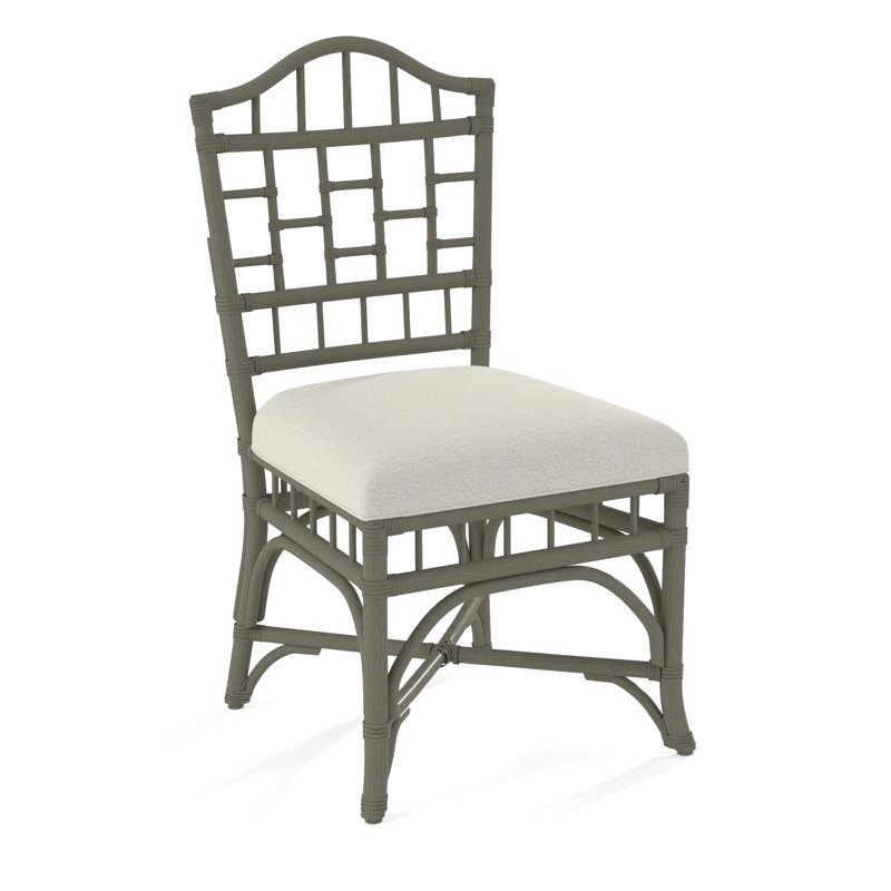 Chippendale Side Dining Chair, Greystone, White Performance Fabric; 0851-94