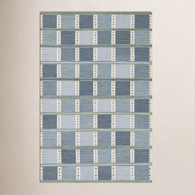 Freya Blue Hand-Woven Geometric Wool Rug