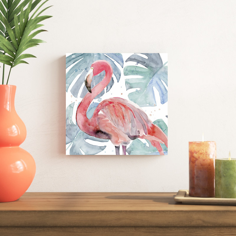 Flamingo Splash II, H 12 po x l 12 po, Toile tendue, Non