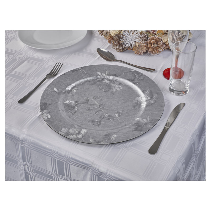 Abbate Floral Charger, Silver