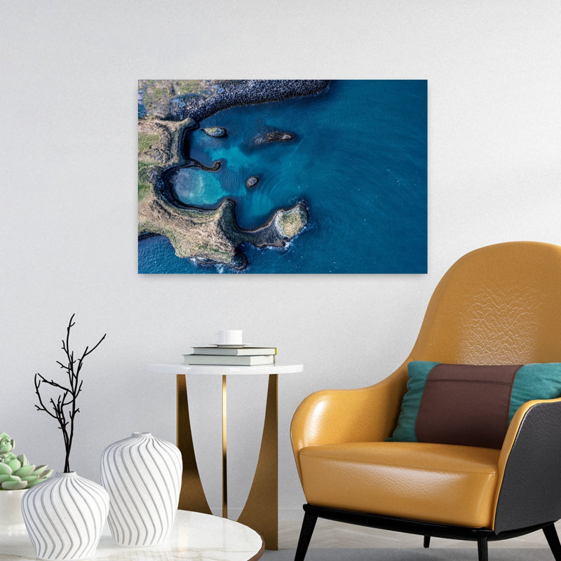 Art mural côtier, "Baie de pêche", H 16 po x l 24 po