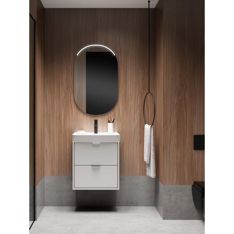 Meuble-lavabo mural 20 po avec lavabo, Chrome, Blanc
