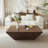 39.4'' Square Coffee Table, Trapezoid Coffee Table, Fully-Assembled, Walnut Wood Coffee Table  Modern Coffee Table With 2 Storage Drawers