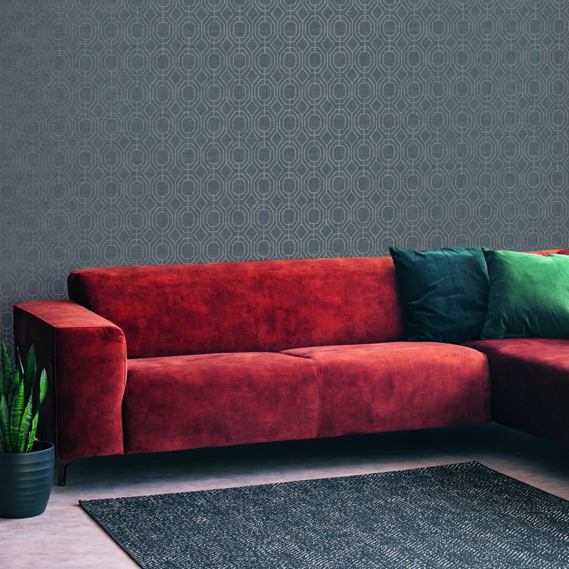 Superfresco Easy Luxe Geometric Wallpaper, Charcoal